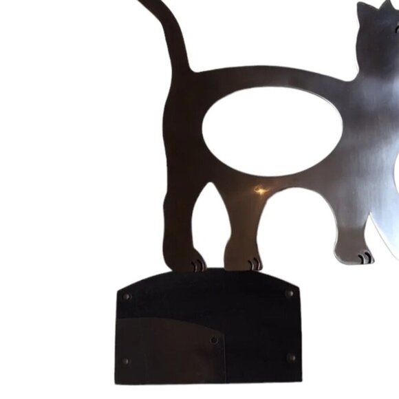 Cat Photo Frame Large Metal Freestanding Curved Large 11” Table Decor Silver 4x6 - Picture 10 of 16